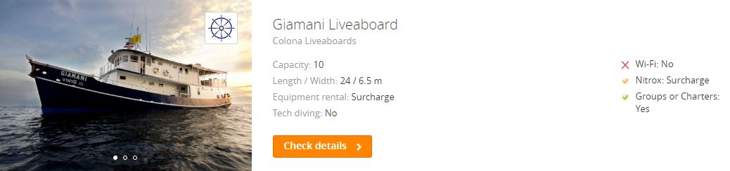 Scuba Diving on board of MV Giamani